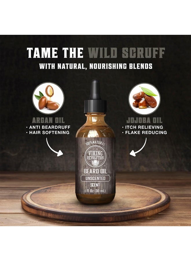 Viking Revolution Beard Oil All Natural Argan & Jojoba Oils Unscented 30Ml - Image 3