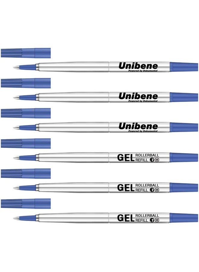 Unibene Parker Compatible Rollerball Refill 6 Pack, 0.7Mm Medium Point - Blue, Smooth Writing Replaceable German Gel Ink Pen Refills For Im Sonnet Urban Pens - Image 1