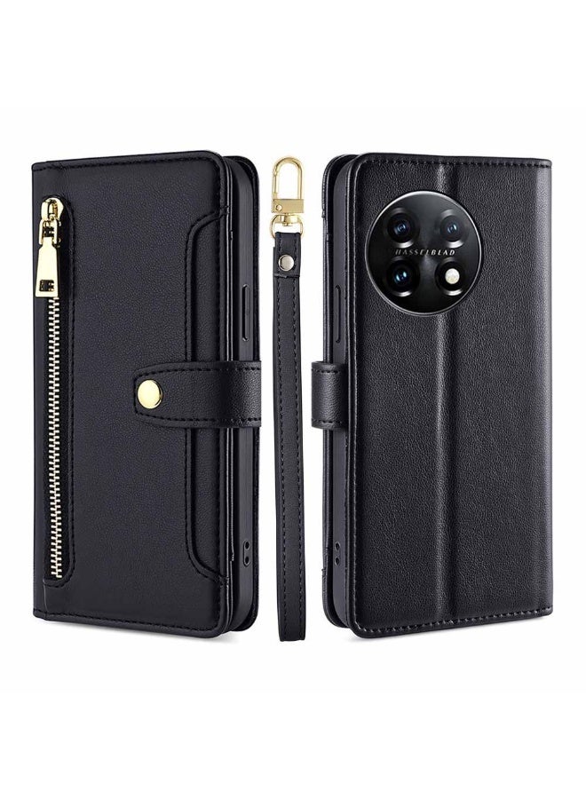 Wallet Case for OnePlus ACE 5/ACE 5 Pro 5G, Flip Folio Leather Zipper Wallet Case with Adjustable Crossbody Lanyard Wristband Card Holder Holder for OnePlus ACE 5/ACE 5 Pro 5G