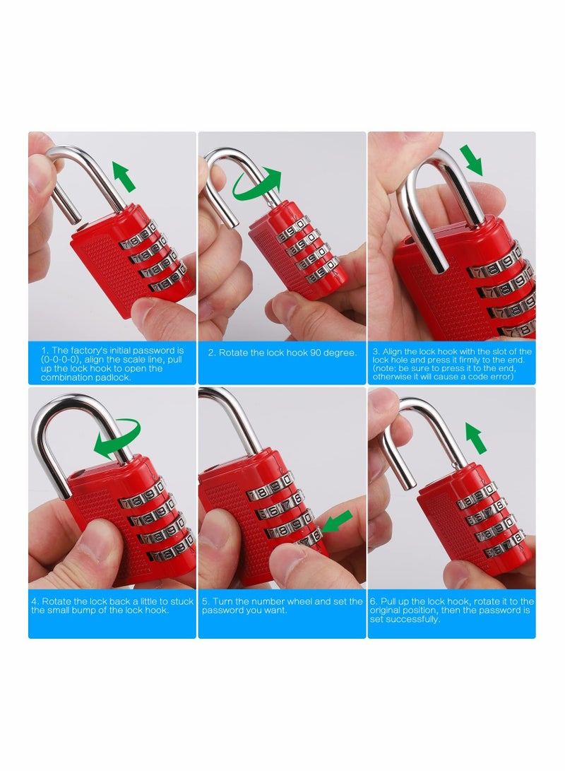 Combination Padlock, 4 Pcs Heavy Duty Metal Padlock for Gym Locker, Padlocks with Code, Gym Padlock, Locker Padlocks, Waterproof Combination Lock for Locker Outdoor Gate Shed - Image 2