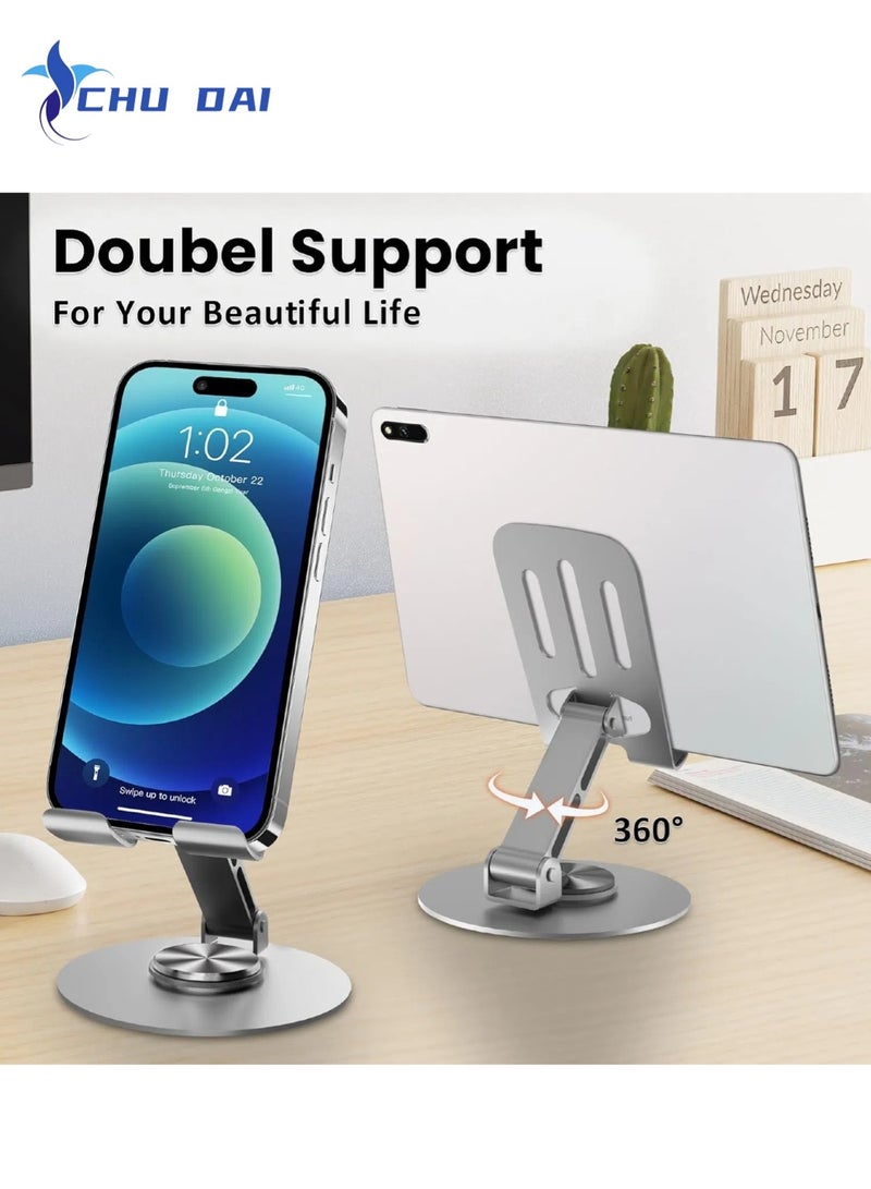 CHU DAI Metal Phone Stand, Adjustable 360° Rotation Non-Slip Metal Phone Stand Compatible with Smartphones Apple iPhone 16 15 14 13 12 Pro Max Plus Samsung Tables iPad - Image 2