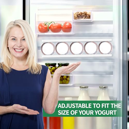 FUYITE 8 Pack Yogurt Organizer for Fridge, Holder With Adhesive Tapes for 3.75 Inch Greek and Vegan Yogurt - Image 3