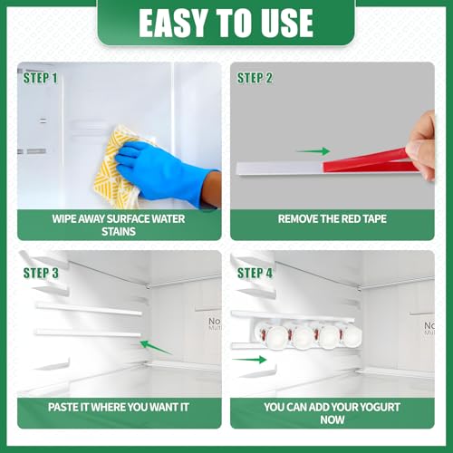 FUYITE 8 Pack Yogurt Organizer for Fridge, Holder With Adhesive Tapes for 3.75 Inch Greek and Vegan Yogurt - Image 4