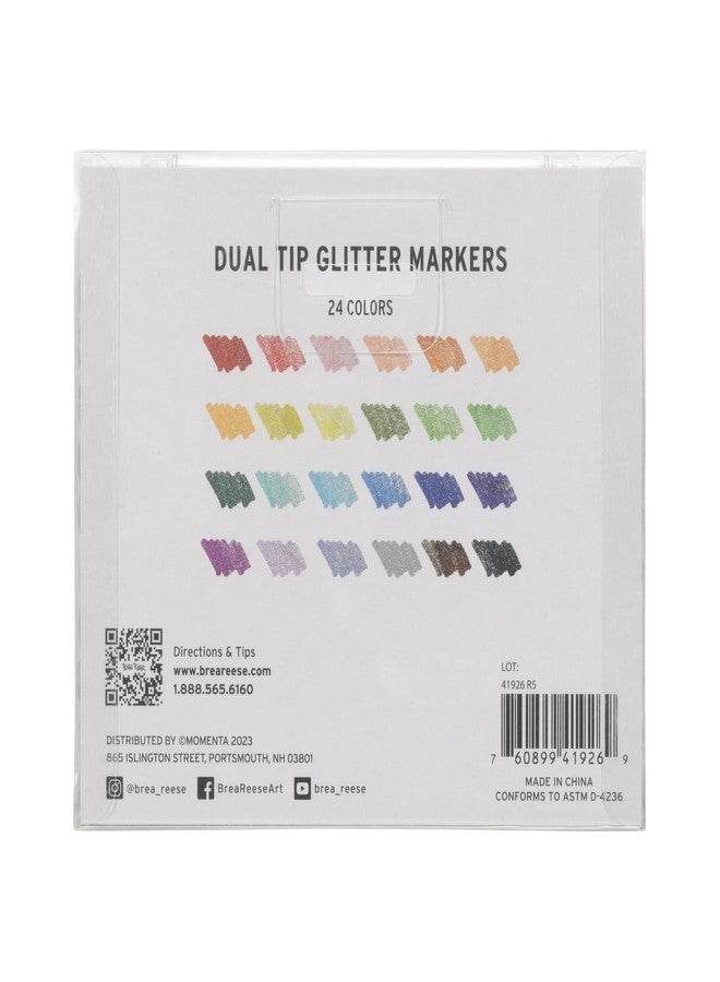 Brea Reese: Dual Tip Markers - Glitter 12ct - 24 Sparkling Colors, Professional Quality, Water-Based Ink, Adults Art Supplies, Crafts & Scrapbooking - Image 2