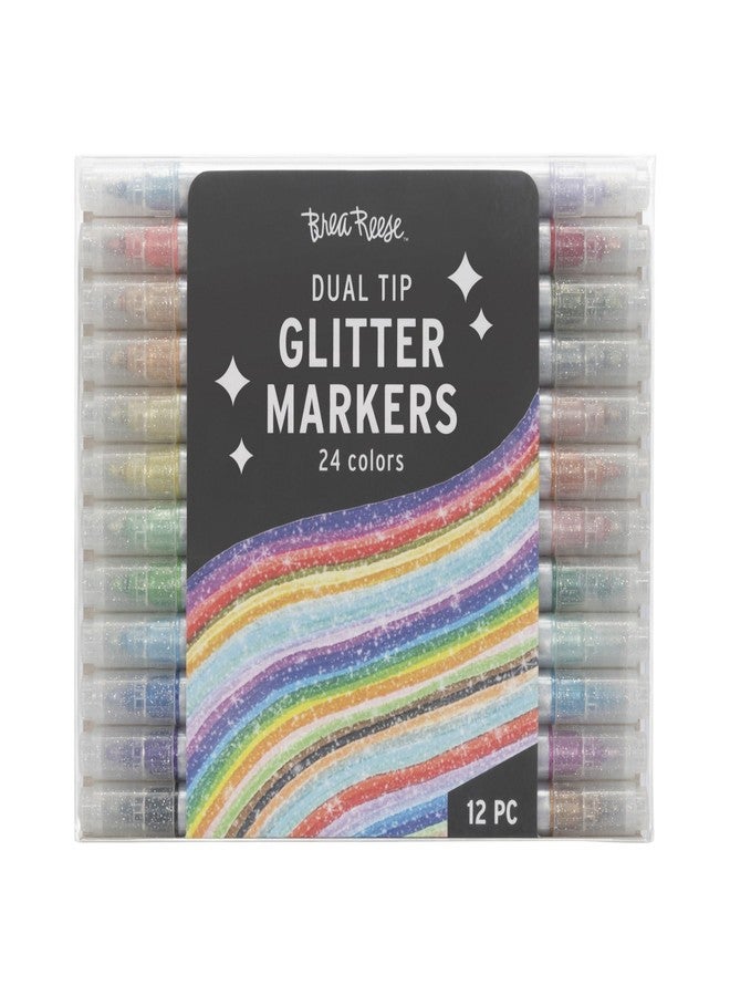 Brea Reese: Dual Tip Markers - Glitter 12ct - 24 Sparkling Colors, Professional Quality, Water-Based Ink, Adults Art Supplies, Crafts & Scrapbooking - Image 1