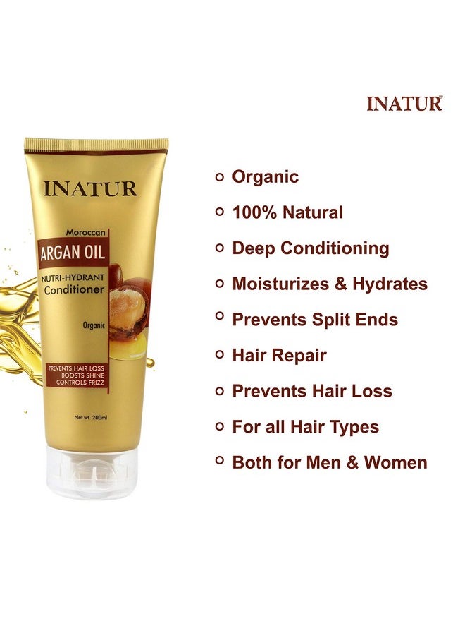 INATUR Argan Oil Hair Conditioner - Deep Conditioning, Nourishing, Repairing, Boost Shine, Controls Frizz, And Sulfate-Free - 200Ml  - Image 3