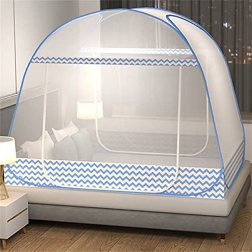 CdyBox Folding Mosquito Net Tent Canopy Curtains for Beds Home Bedroom Decor (Blue, 1.2X2.0m) - Image 1
