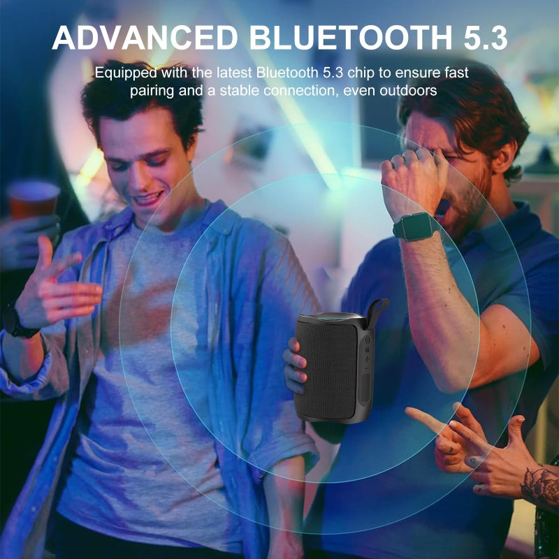 PEICHENG Speaker, Portable Wireless Speaker Waterproof IPX5 Bluetooth 5.3 Speakers Loud Stereo Sound with LED Light TWS Speakers Suitable for Travel, Home and Outdoor Travel, Black(06A) - Image 2