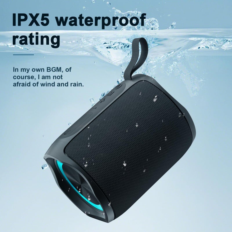 PEICHENG Speaker, Portable Wireless Speaker Waterproof IPX5 Bluetooth 5.3 Speakers Loud Stereo Sound with LED Light TWS Speakers Suitable for Travel, Home and Outdoor Travel, Black(06A) - Image 4