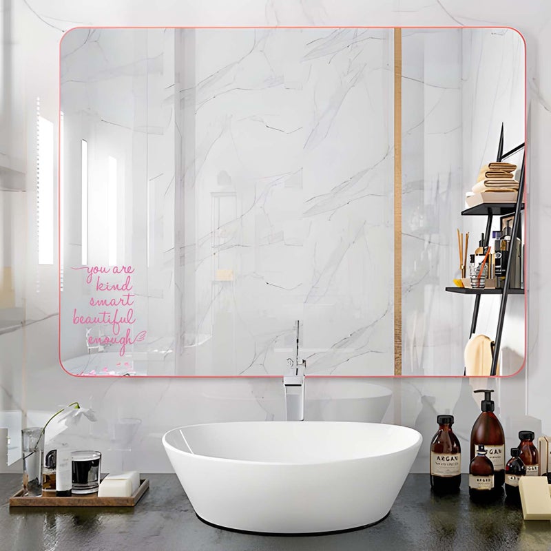 JINGIHE Affirmation Stickers You are Kind Smart Beautiful Enough, Mirror Wall Decor for Bathroom, Vinyl Peel and Stick Wall Decals for Home Decor Living Room Bedroom Girl Home Decoration (Pink) - Image 4