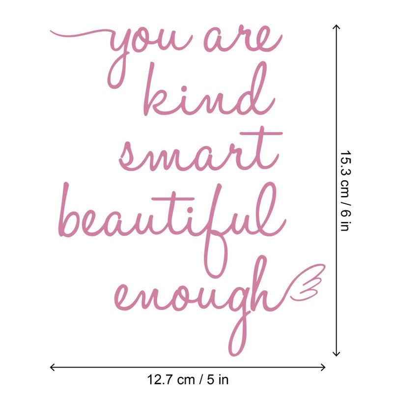 JINGIHE Affirmation Stickers You are Kind Smart Beautiful Enough, Mirror Wall Decor for Bathroom, Vinyl Peel and Stick Wall Decals for Home Decor Living Room Bedroom Girl Home Decoration (Pink) - Image 2