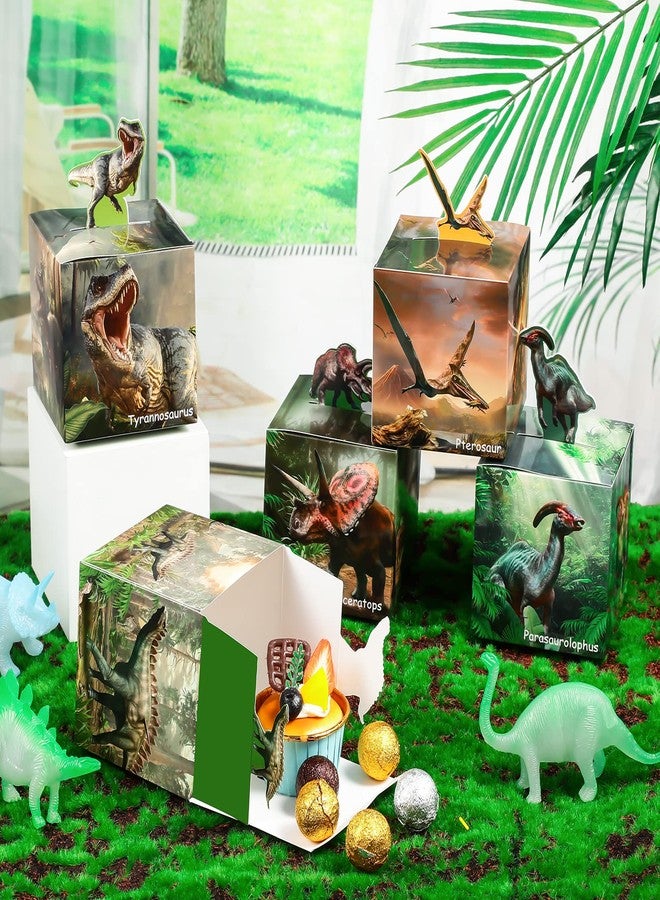 Sherr 36 Pieces Dinosaur Treat Boxes Dinosaur Birthday Gift Box Tropical Jungle Party Cardboard Box Dinosaur Party Decor Box for Kid Dinosaur Theme Birthday Party Candy Gift Decor Supplies - Image 4