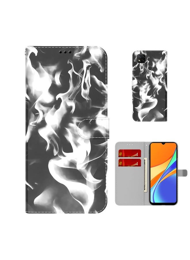 HuHa Case Cover For Xiaomi Redmi 9C Cloud Fog Pattern Horizontal Flip Leather Case with Holder & Card Slot & Wallet Black 
