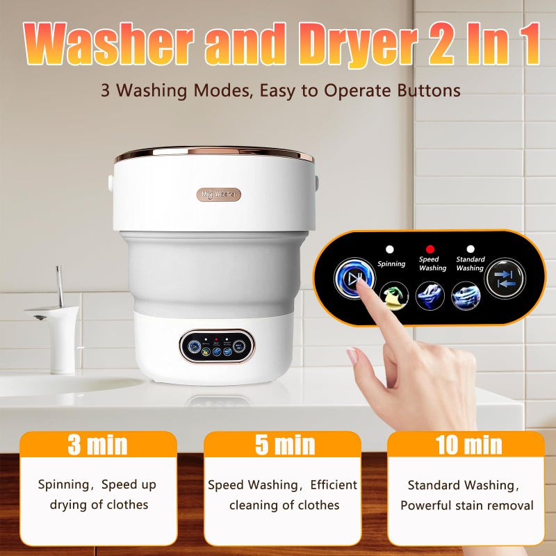 VUHIGIB Portable Washing Machine,15L Collapsible Mini Washer with 3 Cleaning Modes Drain Basket Small Foldable Laundry Machine for Travel Camping Dorms RVs Apartments Baby Clothes Underwear Socks Delicates - Image 4