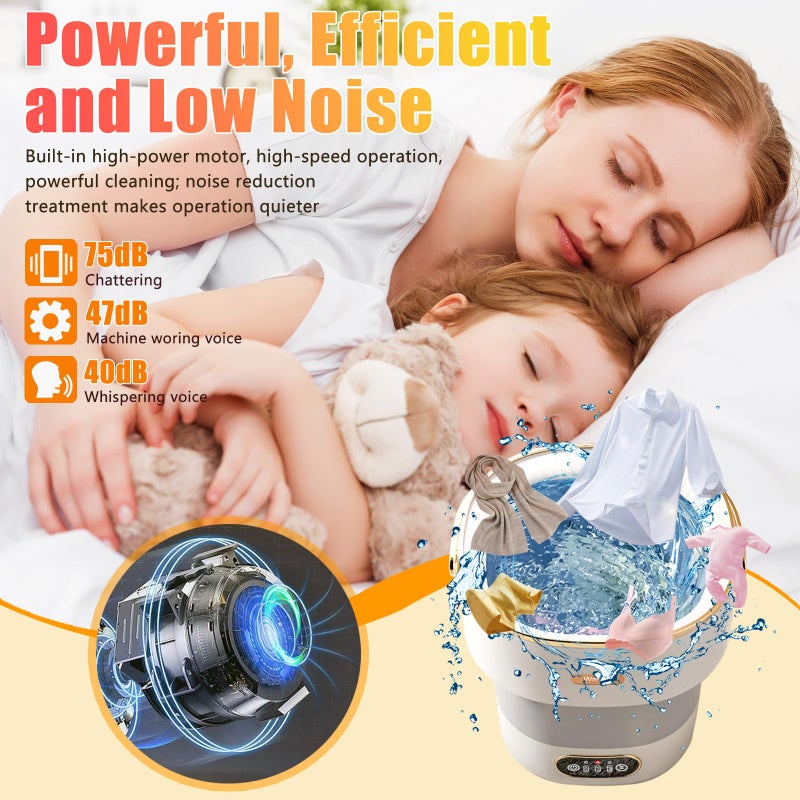 VUHIGIB Portable Washing Machine,15L Collapsible Mini Washer with 3 Cleaning Modes Drain Basket Small Foldable Laundry Machine for Travel Camping Dorms RVs Apartments Baby Clothes Underwear Socks Delicates - Image 5