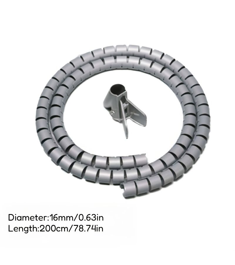 White 78.74Inch Cable Sleeve Wire Winding Tube With Cable Clips For Organization - Image 2