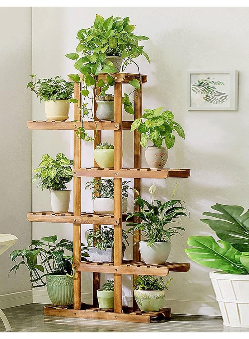 DubaiGallery Plant Pot Shelf Flower Shelf Solid Wood Floor Indoor Multi-Tier Balcony Green Radish Living Room Meaty Flower Pot Rack Space Rack - Image 2