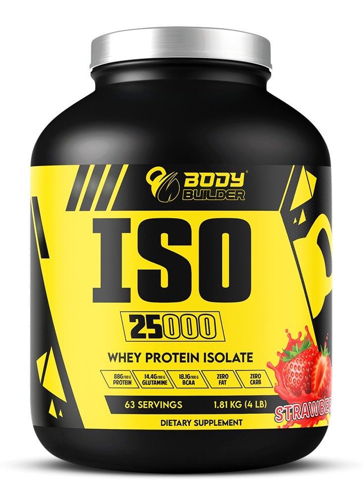 Body Builder Body Builder ISO 25000, Lean Muscles Growth, Rapid absorption of protein, Support Recovery, Strawberry Flavor, 4 Lbs  - Image 1
