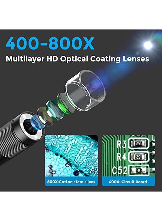 APEXEL 800X Handheld Digital Microscope with 2” LCD Screen, Pocket Portable Microscope for Kids with Adjustable LED Lights, Coins Microscopes Magnifier Camera, USB to PC Including 32G SD Card - Image 3