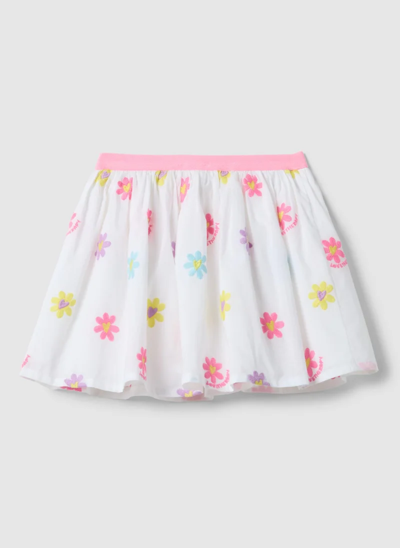 Ovs Ovs Girls' Regular Fit Skirt With Multicolour Pure Cotton And Flowers