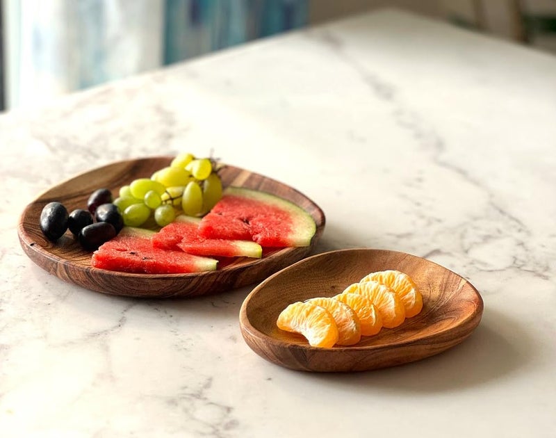 appeasy Acacia Wooden Serving Platter, Decorative Trays,Serving Platters for Appetizers, Fruits, Snacks, Confectionary Products, Sweets, Dry Fruits (Pack of 2) - Image 2