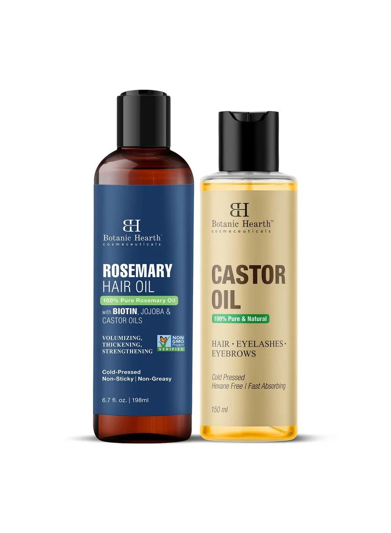 Botanic Hearth Botanic Hearth Castor Hair Oil, 150 ml & Rosemary Hair Oil, 198 ml Combo Set – Nourishing Hair Treatment for Strengthening, Growth & Scalp Care – 100% Pure & Natural Oils