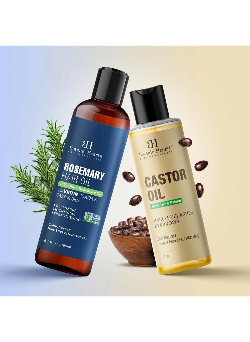 Botanic Hearth Botanic Hearth Castor Hair Oil, 150 ml & Rosemary Hair Oil, 198 ml Combo Set – Nourishing Hair Treatment for Strengthening, Growth & Scalp Care – 100% Pure & Natural Oils