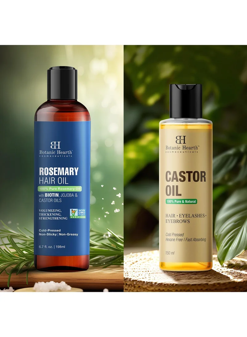 Botanic Hearth Botanic Hearth Castor Hair Oil, 150 ml & Rosemary Hair Oil, 198 ml Combo Set – Nourishing Hair Treatment for Strengthening, Growth & Scalp Care – 100% Pure & Natural Oils