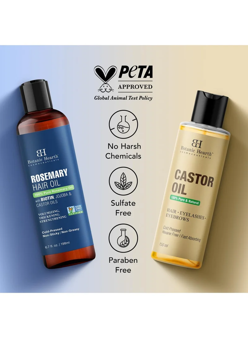 Botanic Hearth Botanic Hearth Castor Hair Oil, 150 ml & Rosemary Hair Oil, 198 ml Combo Set – Nourishing Hair Treatment for Strengthening, Growth & Scalp Care – 100% Pure & Natural Oils