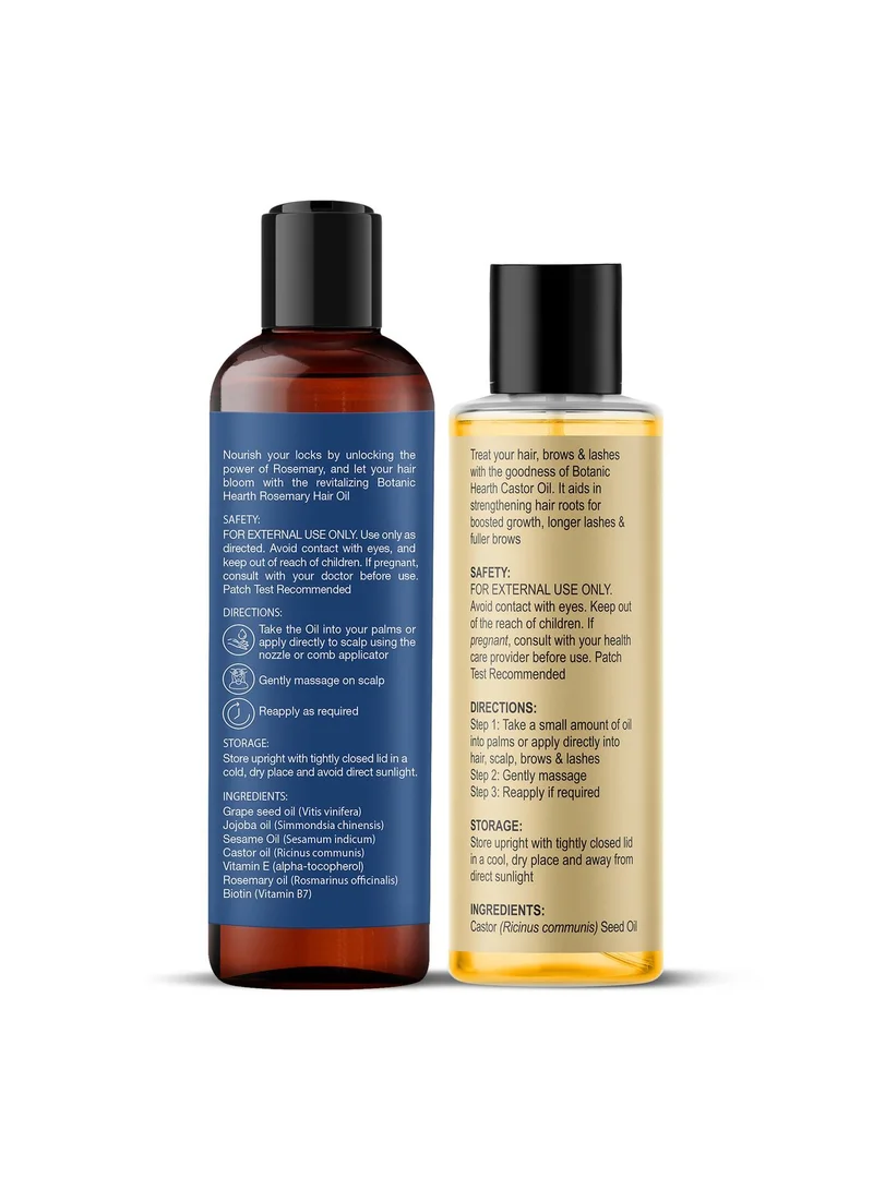 Botanic Hearth Botanic Hearth Castor Hair Oil, 150 ml & Rosemary Hair Oil, 198 ml Combo Set – Nourishing Hair Treatment for Strengthening, Growth & Scalp Care – 100% Pure & Natural Oils