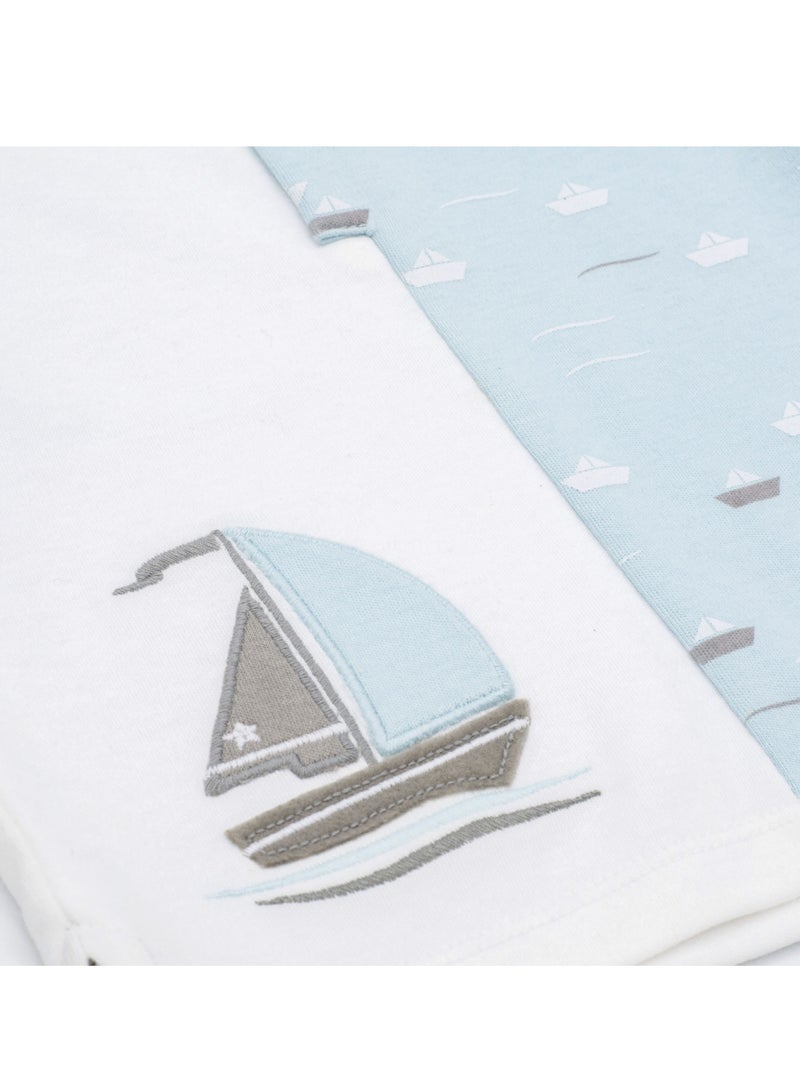 MOON 100% Cotton Polo T-Shirt and Long Pant 18-24M Teal - Little Boat - Image 4