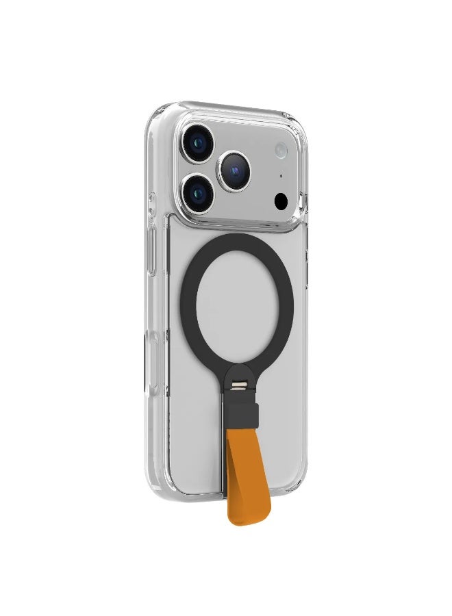 ليفيلو جراب Spira Grip لهاتف iPhone 17 Pro Max / إطار شفاف مضاد للخدش / حامل معدني دوار 360 درجة / مصد مقاوم للصدمات / متوافق مع MagSafe / حامل مدمج / مغناطيس قوي - برتقالي شروق الشمس - Image 5