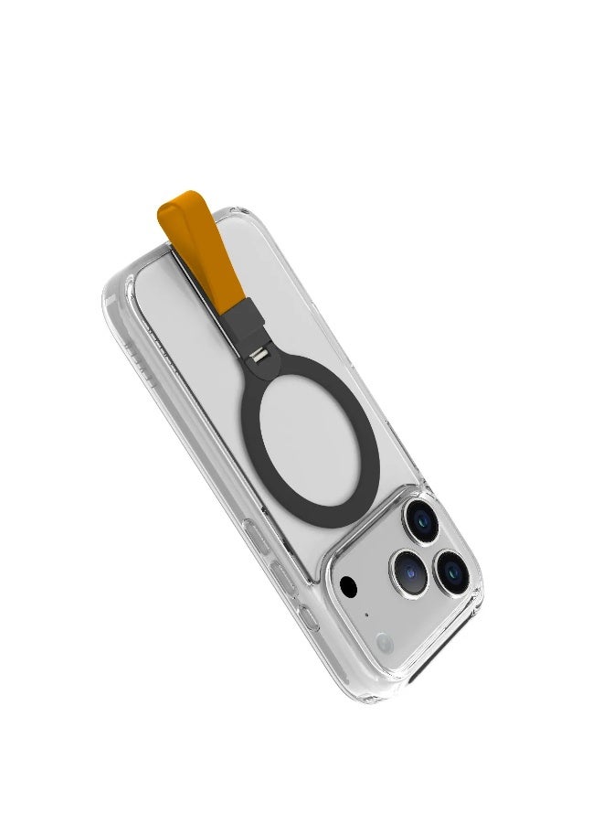 ليفيلو جراب Spira Grip لهاتف iPhone 17 Pro Max / إطار شفاف مضاد للخدش / حامل معدني دوار 360 درجة / مصد مقاوم للصدمات / متوافق مع MagSafe / حامل مدمج / مغناطيس قوي - برتقالي شروق الشمس - Image 2