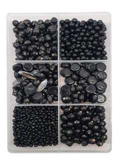 eshoppee eshoppee 350 gm Black Color Multi Shape Handmade lampwork Fancy Glass Beads for Jewellery Making kit Art and Crafts Materials for Necklace Bracelet Earring Making Materials DIY kit (Black 1)  - Image 1