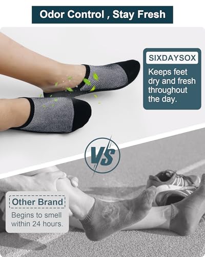 SIXDAYSOX No Show Socks for Men 8 pack Cotton Thin Low Cut Non Slip for Loafer Flats Sneakers (Shoe Size: 12-15, 8 Pairs - Black+White) - Image 3