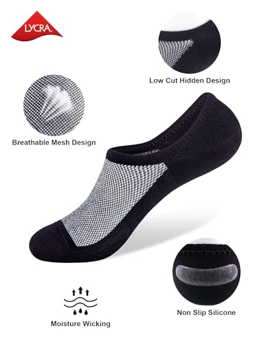 SIXDAYSOX No Show Socks for Men 8 pack Cotton Thin Low Cut Non Slip for Loafer Flats Sneakers (Shoe Size: 12-15, 8 Pairs - Black+White) - Image 2