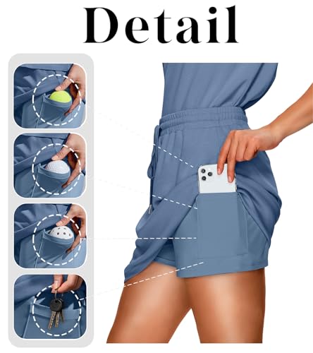 NIASHOT Matching Sets Women Clothing 2026 Summer Spring Soft Loungewear Casual Teacher College Country Concert Outfits Two Piece Skirt Set for Women Going Out Dressy Skorts Grey Blue XL - Image 4