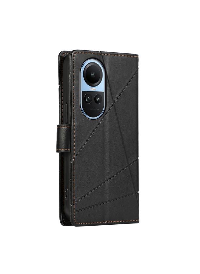 S-TOP Case For OPPO Reno10 5G Global PU Genuine Leather Texture Embossed Line Phone Case - Image 3