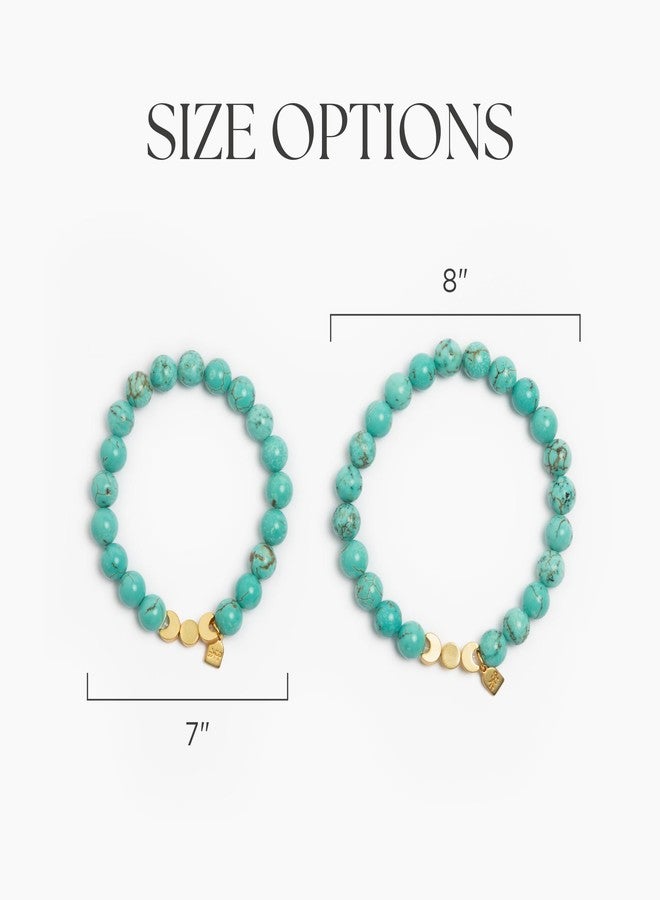 Freshly Picked Beaded December Birthstone Bracelet 7", Semi-Precious Stone Bead, for Women, Mama Gifts (Turquoise) - Image 2