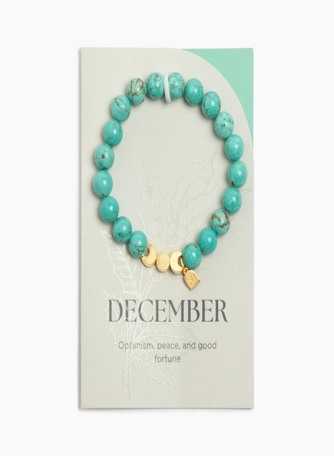 Freshly Picked Beaded December Birthstone Bracelet 7", Semi-Precious Stone Bead, for Women, Mama Gifts (Turquoise) - Image 1