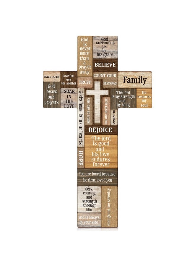 Jetec ديكور جدار صليب المسيحيين إيمان آية كتابية صلبان خشبية مركز طاولة لافتة جدارية منزلية لحفلة عيد الفصح زينة داخلية وخارجية 10.6 × 6.1 بوصة (نمط كلاسيكي) - Image 1