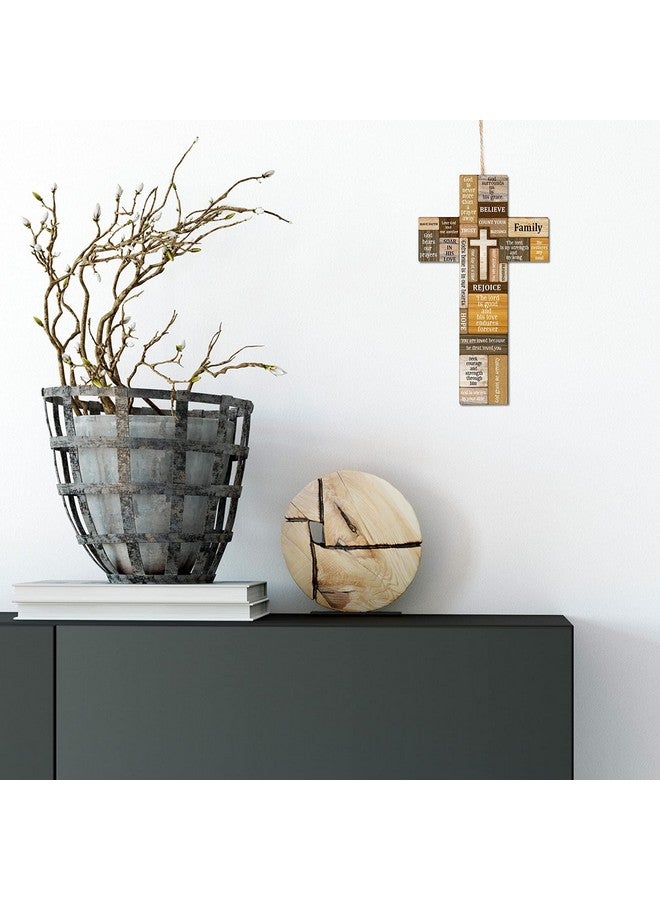Jetec ديكور جدار صليب المسيحيين إيمان آية كتابية صلبان خشبية مركز طاولة لافتة جدارية منزلية لحفلة عيد الفصح زينة داخلية وخارجية 10.6 × 6.1 بوصة (نمط كلاسيكي) - Image 3