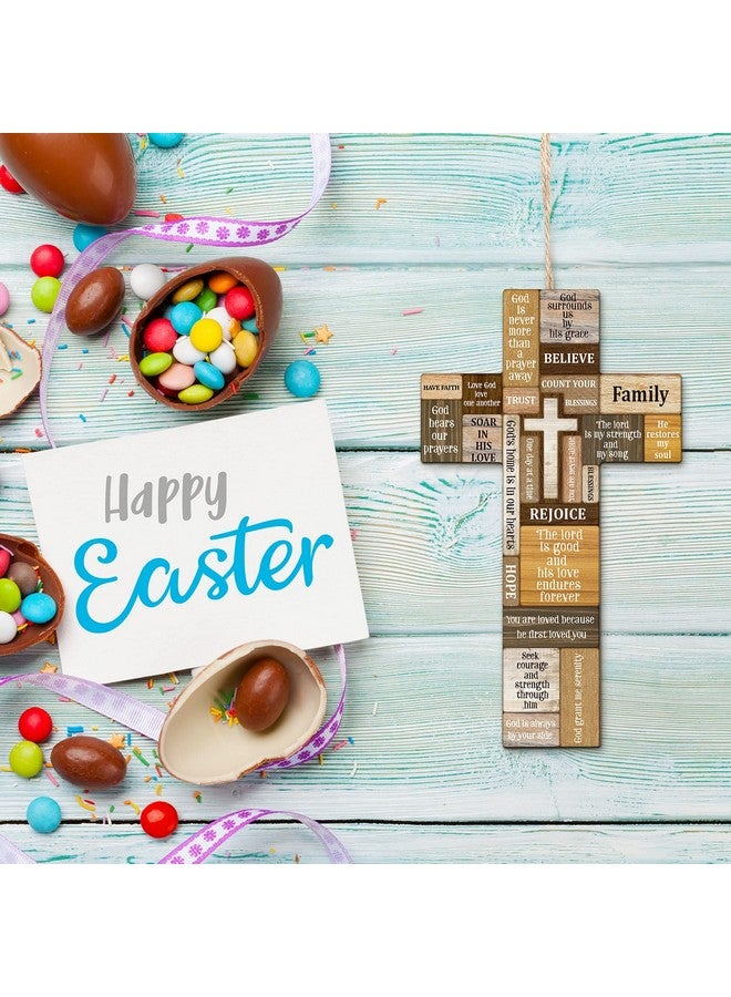 Jetec ديكور جدار صليب المسيحيين إيمان آية كتابية صلبان خشبية مركز طاولة لافتة جدارية منزلية لحفلة عيد الفصح زينة داخلية وخارجية 10.6 × 6.1 بوصة (نمط كلاسيكي) - Image 2