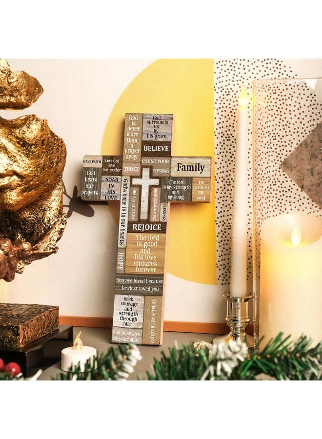 Jetec ديكور جدار صليب المسيحيين إيمان آية كتابية صلبان خشبية مركز طاولة لافتة جدارية منزلية لحفلة عيد الفصح زينة داخلية وخارجية 10.6 × 6.1 بوصة (نمط كلاسيكي) - Image 4