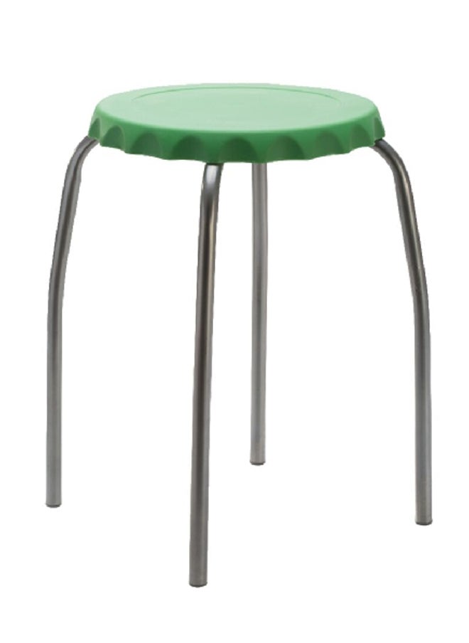 Micasa - Durable High Quality Steel Solid Stool Green And Silver 19 X 0.8 Mm Sc23010B - Image 1
