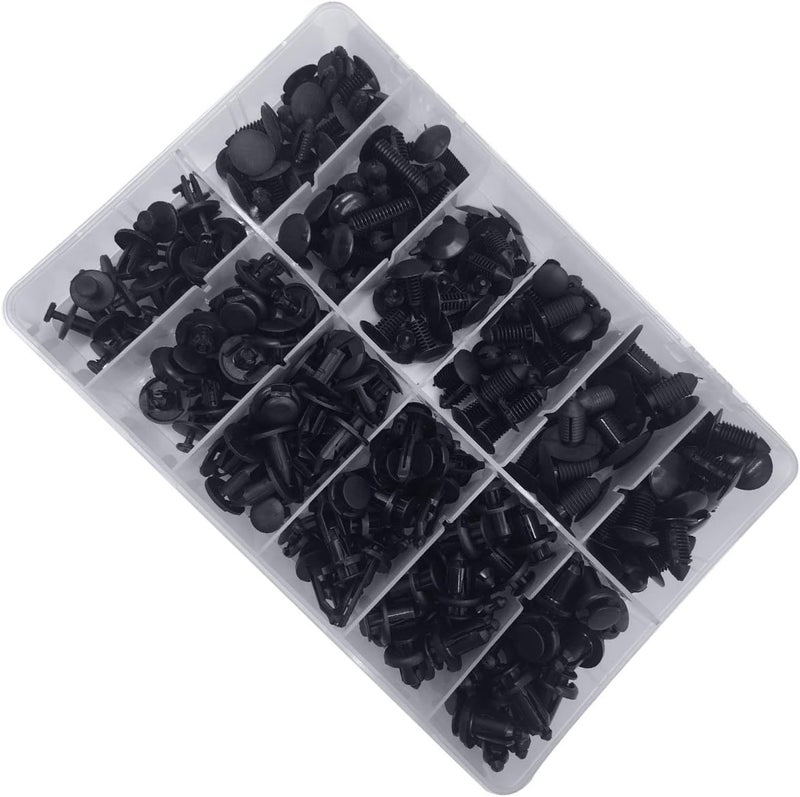 Lantee 240 Pcs Black Nylon Push Type Retainer Clips Assortment Kit - Image 3