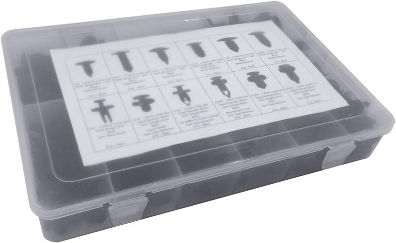 Lantee 240 Pcs Black Nylon Push Type Retainer Clips Assortment Kit - Image 4