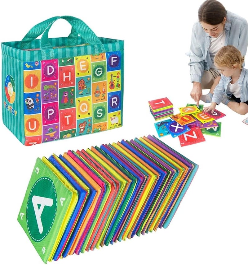 بطاقات فلاش الأبجدية الناعمة، لعبة قماش تعليمية للأبجدية، 26 حرف الأبجدية ولعب توعية للنباتات والحيوانات للأطفال - Image 5