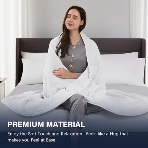 CuteKing Weighted Blanket for Adults: Weighted Blanket with Premium Glass Beads - Breathable Heavy Blanket for Comfort Sleep - Thick Blanket for Adult All Season (20lbs, 48"x72", White) - Image 2