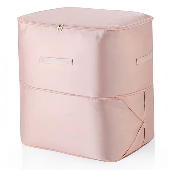 BED COVER BAG LARGE CAPACITY STORAGE BAG FOR COMFORTERS QUILTS BEDDING CLOTHES AND SEASONAL ITEMS DURABLE WATERPROOF FOLDABLE WITH ZIPPER PINK PACK OF 1